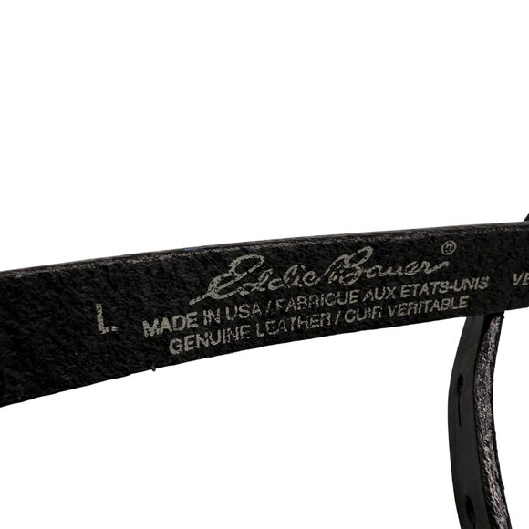 Eddie Bauer Women\'s Belt Sz L Black Leather Silver Tone Buckle Vintage Cowgirl main image 6